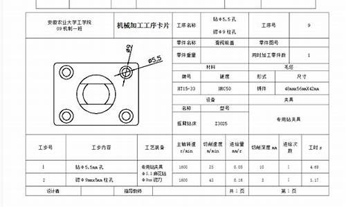 钻孔机械加工工艺卡片(钻孔工艺过程卡片)